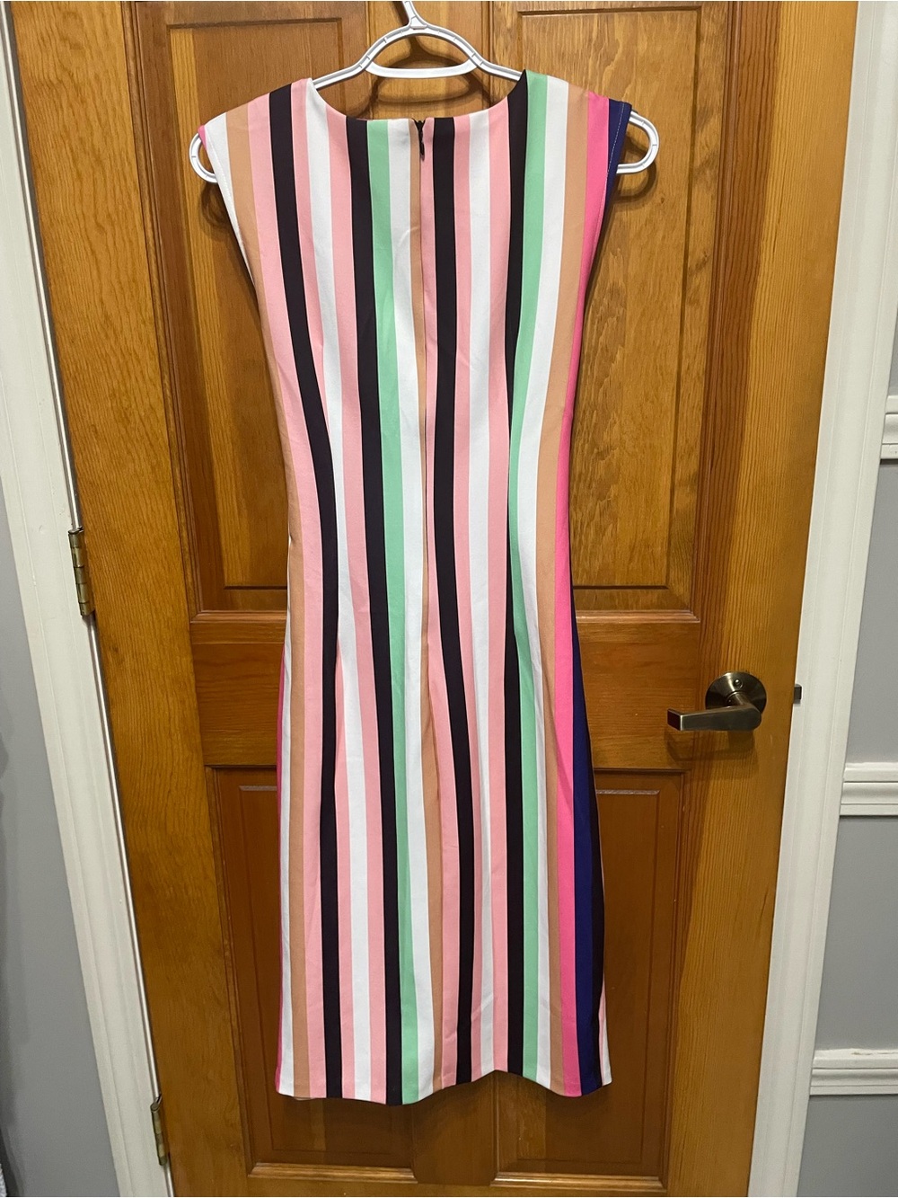 NWT New York & Company Colorful Striped Classic Tie-Waist Sleeveless Dress, M - Picture 3 of 8